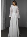 Шикарное шифоновое платье макси с V-образным вырезом белого цвета и длинными рукавами-буфами — идеально для любого сезона, фото 3