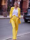 Летний женский льнянной костюм желтого цвета, фото 4