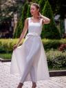 Шикарное атласное платье-миди с квадратным вырезом белого цвета — идеально для весны и лета, фото 3