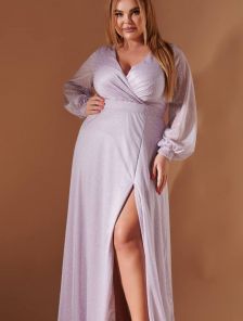 Лавандовое платье в пол с длинными рукавами идеальный летний наряд для подружки невесты или гостьи на свадьбе