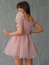 Пастельно-розовое пудровое платье:короткое платье с квадратным вырезом и рукавами-фонариками для выпускного,дня рождения ,вечеринки, фото 3