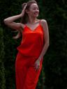 Летний женский льнянной костюм оранжевого цвета, фото 6