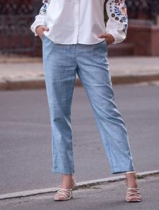 Голубые легкие классические женские брюки