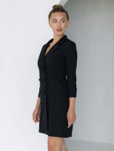 Стильное короткое черное платье пиджак на длинный рукав