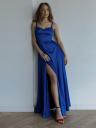 Атласное платье макси для выпускного вечера вашей мечты синего цвета, фото 3