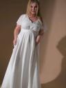 Белое длинное шифоновое платье большого размера с коротким рукавом и поясом, фото 8