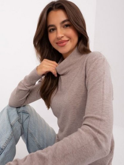 Однотонный базовый гольф с натуральным кашемиром и воротником стойкой, фото 1