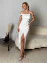 Элегантное и шикарное облегающее платье белого цвета с открытыми плечами, фото 3