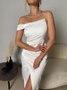 Элегантное и шикарное облегающее платье белого цвета с открытыми плечами, фото 2