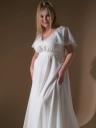 Белое длинное шифоновое платье большого размера с коротким рукавом и поясом, фото 3