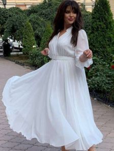 Вечная элегантность| Белое платье для помолвки | Женское летнее вечернее платье
