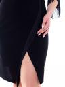 Классическое черное коктейльное платье: облегающее платье длиной до колена с рукавами и шикарной бахромой, фото 4