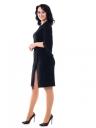 Классическое черное коктейльное платье: облегающее платье длиной до колена с рукавами и шикарной бахромой, фото 3