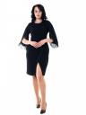 Классическое черное коктейльное платье: облегающее платье длиной до колена с рукавами и шикарной бахромой, фото 2