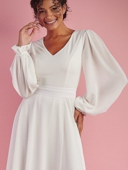 Нарядное белое шифоновое платье миди большого размера, фото 1