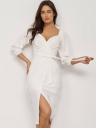 Облегающее белое платье с рукавом 3/4, фото 2
