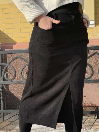 Классическая черная юбка миди длины, фото 1