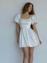 Коктейльное короткое пышное платье с коротким рукавом белого цвета, фото 7