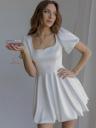 Коктейльное короткое пышное платье с коротким рукавом белого цвета, фото 4