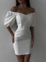 Сексуальное маленькое белое платье с открытыми плечами, фото 4