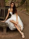 Красивое корсетное белое платье ниже колен, фото 4