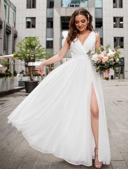 Модное белое шифоновое платье | Белое макси-платье | Потрясающее платье с открытой спиной, фото 1