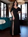 Стильное черное платье-макси с тонкими бретелями и разрезом сбоку — идеально для вечеринок, фото 4