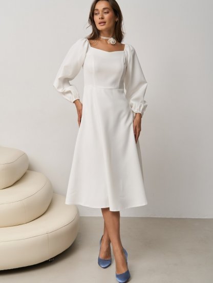 Женское элегантное белое платье, фото 1