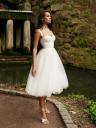Красивое корсетное белое платье ниже колен, фото 5