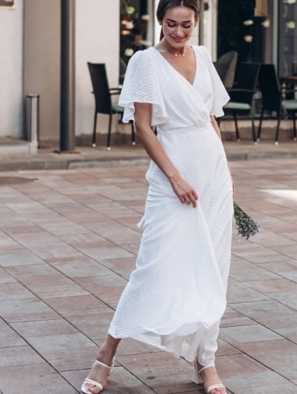 Нарядное белое платье в пол, фото 1