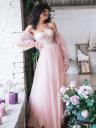 Красивое длинное корсетное платье розового цвета в пол, фото 2