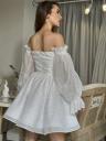 Нарядное блестящее платье белого цвета до коліна, фото 2