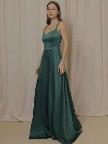 Атласное платье макси для выпускного вечера вашей мечты зеленого цвета