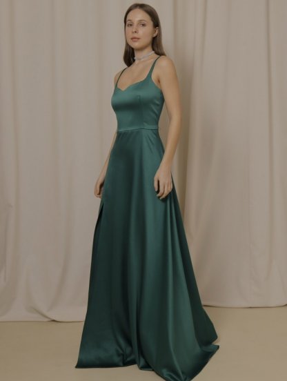 Атласное платье макси для выпускного вечера вашей мечты зеленого цвета, фото 1