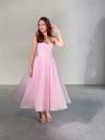 Нарядное блестящее платье розового цвета миди длины на выпуск, фото 2