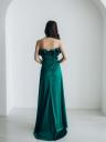 Шикарное зеленое атласное платье макси с открытыми плечами для летней свадьбы, фото 7