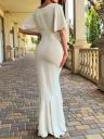 Элегантное Длинное платье в пол с воланом белого цвета, фото 4