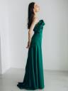 Шикарное зеленое атласное платье макси с открытыми плечами для летней свадьбы, фото 6