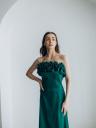 Шикарное зеленое атласное платье макси с открытыми плечами для летней свадьбы, фото 4
