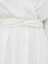 Белое шелковое платье-миди с длинными рукавами, фото 4