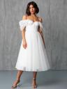 Нарядное корсетное белое платье с чашками, фото 2