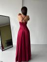 Бордовое, длиной до пола, атласное вечернее платье, фото 5