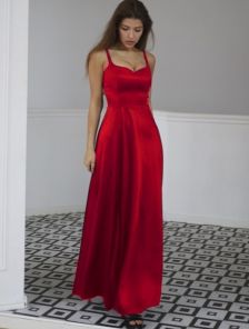 Атласное платье макси для выпускного вечера вашей мечты красного цвета