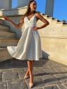 Вечернее белое платье: атласное миди с открытыми плечами для дней рождения и помолвок, фото 2