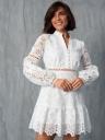 Изысканное белое платье-мини с цветочным принтом, фото 5