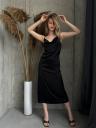 Шелковое черное легкое платье на лето на брительках больших размеров, фото 2