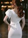 Элегантное коктейльное платье с воланами белого цвета, фото 7