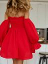 Летнее муслиновое женское платье с открытыми плечами и топом-резинкой красного цвета, фото 6
