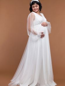 Длинное белое свадебное платье для беременных