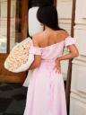 Муслиновое розовое платье-трансформер миди длины с открытыми плечами, фото 5